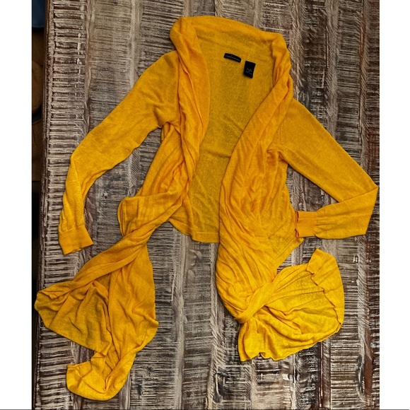 Unique Sunflower Yellow Long Wrap Cardigan Shawl - Picture 8 of 9